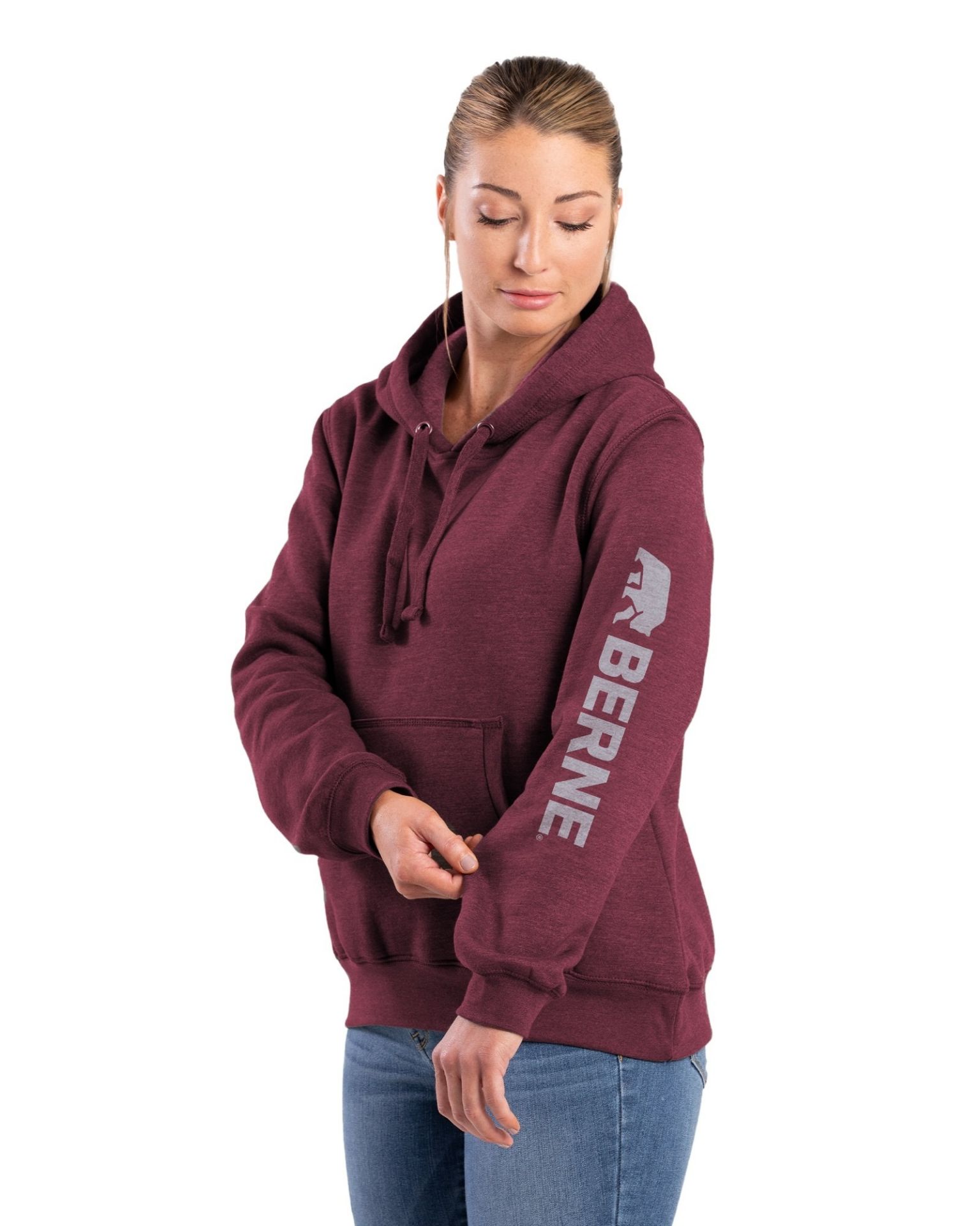 Picture of Berne  WSP401 Women's Signature Sleeve Hooded Pullover Sweatshirt