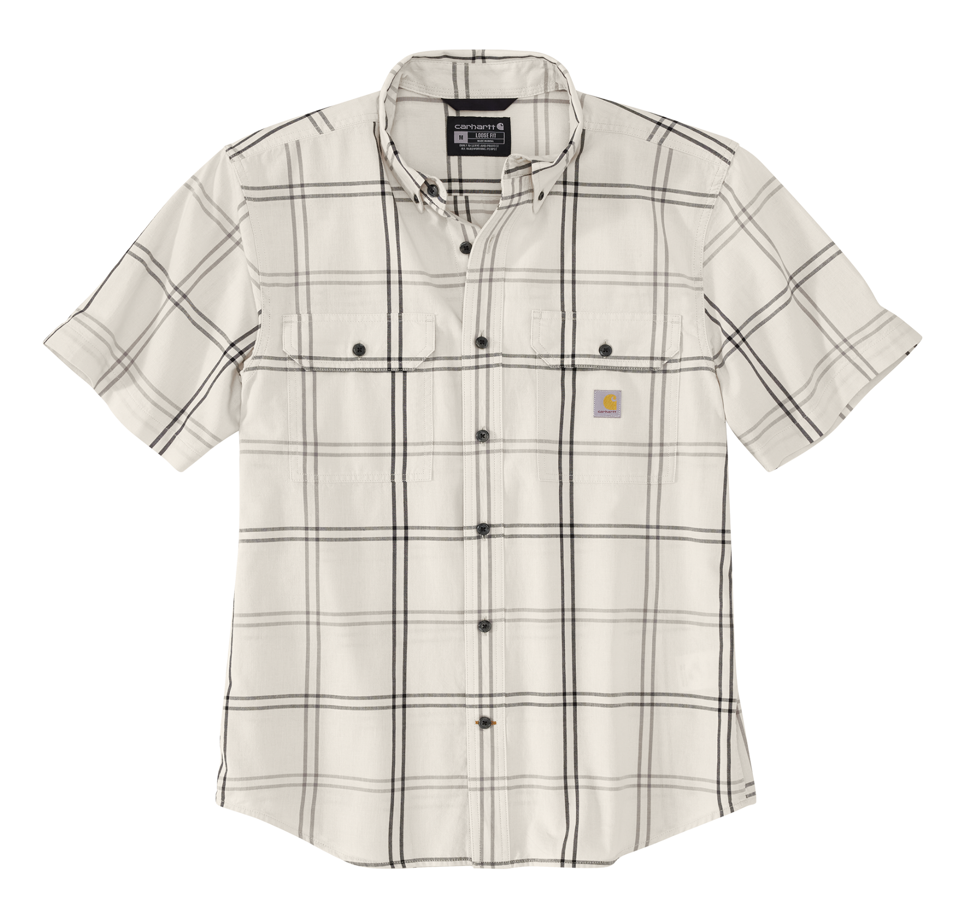 Picture of Carhartt 106140 Mens Loose Fit Midweight Short-Sleeve Plaid Shirt