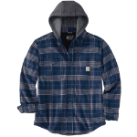 Picture of Carhartt 106353 Mens Rugged Flex Relaxed Fit Flannel Fleece Lined Hooded Shirt Jac
