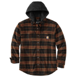 Picture of Carhartt 106353 Mens Rugged Flex Relaxed Fit Flannel Fleece Lined Hooded Shirt Jac