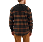 Picture of Carhartt 106353 Mens Rugged Flex Relaxed Fit Flannel Fleece Lined Hooded Shirt Jac