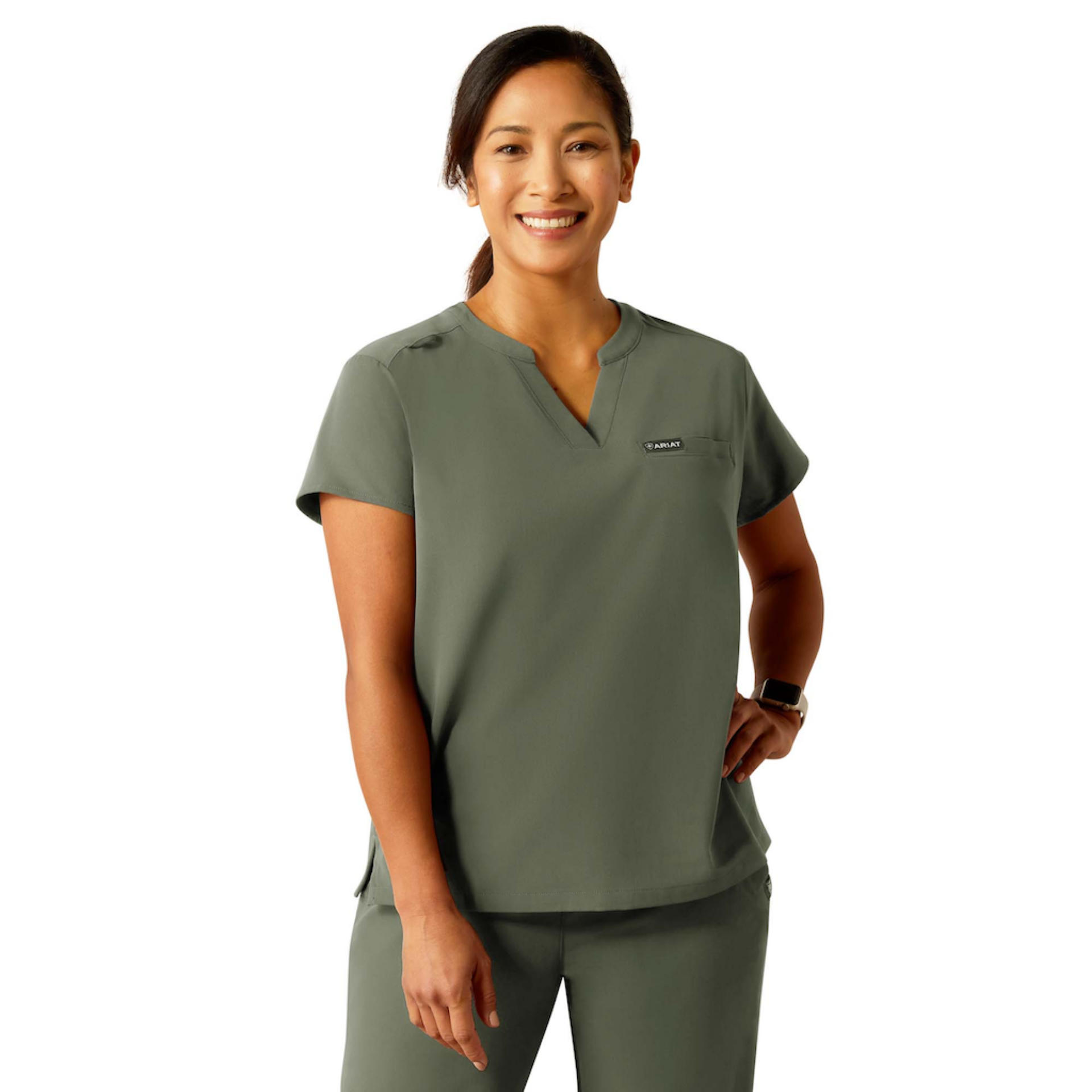 Picture of Ariat 10046117 ELIZA TWO POCKET FASHION DURASTR SS SCRUB TOP