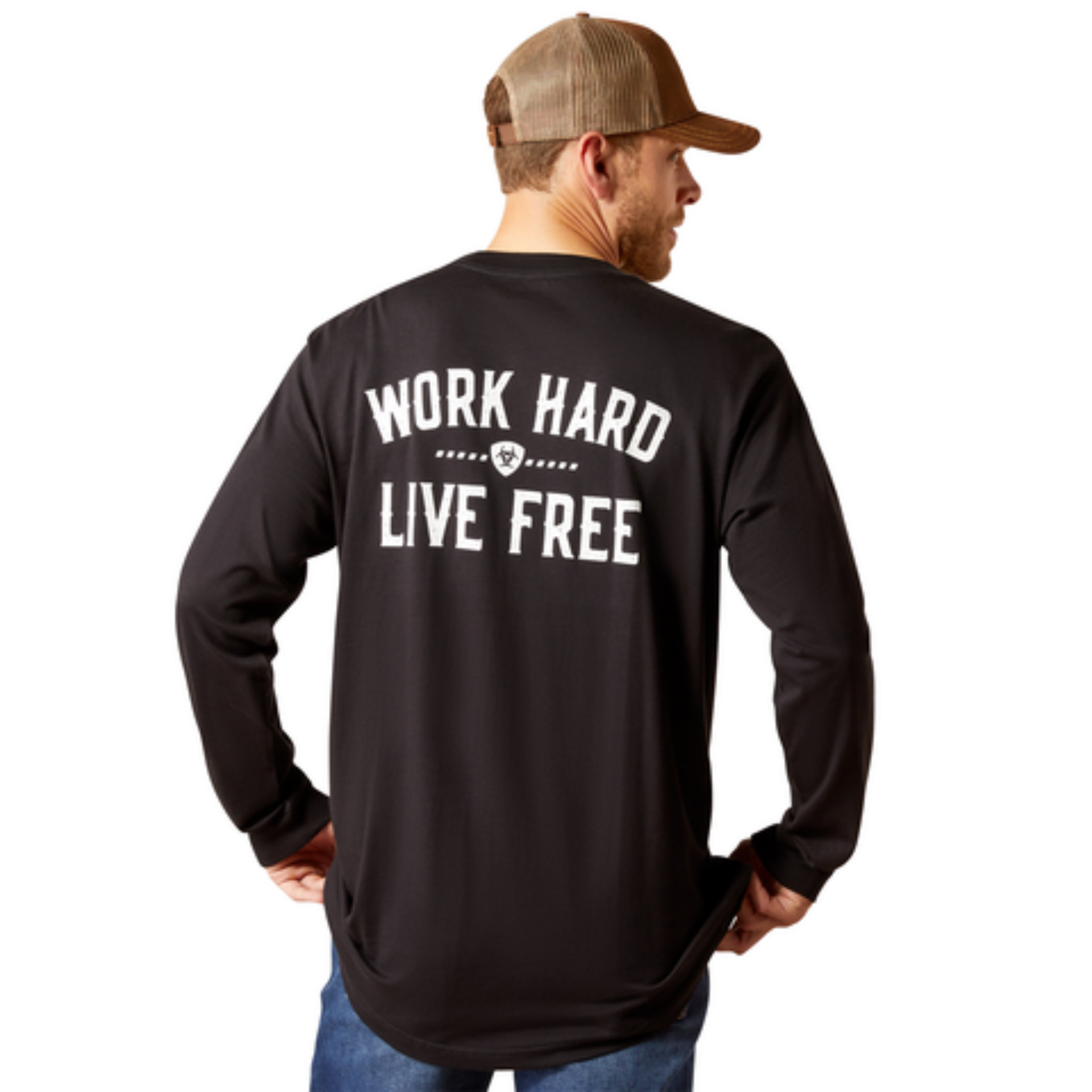 Picture of Ariat 10052053 REBAR COTTON STRONG WHLF LS TSHRT