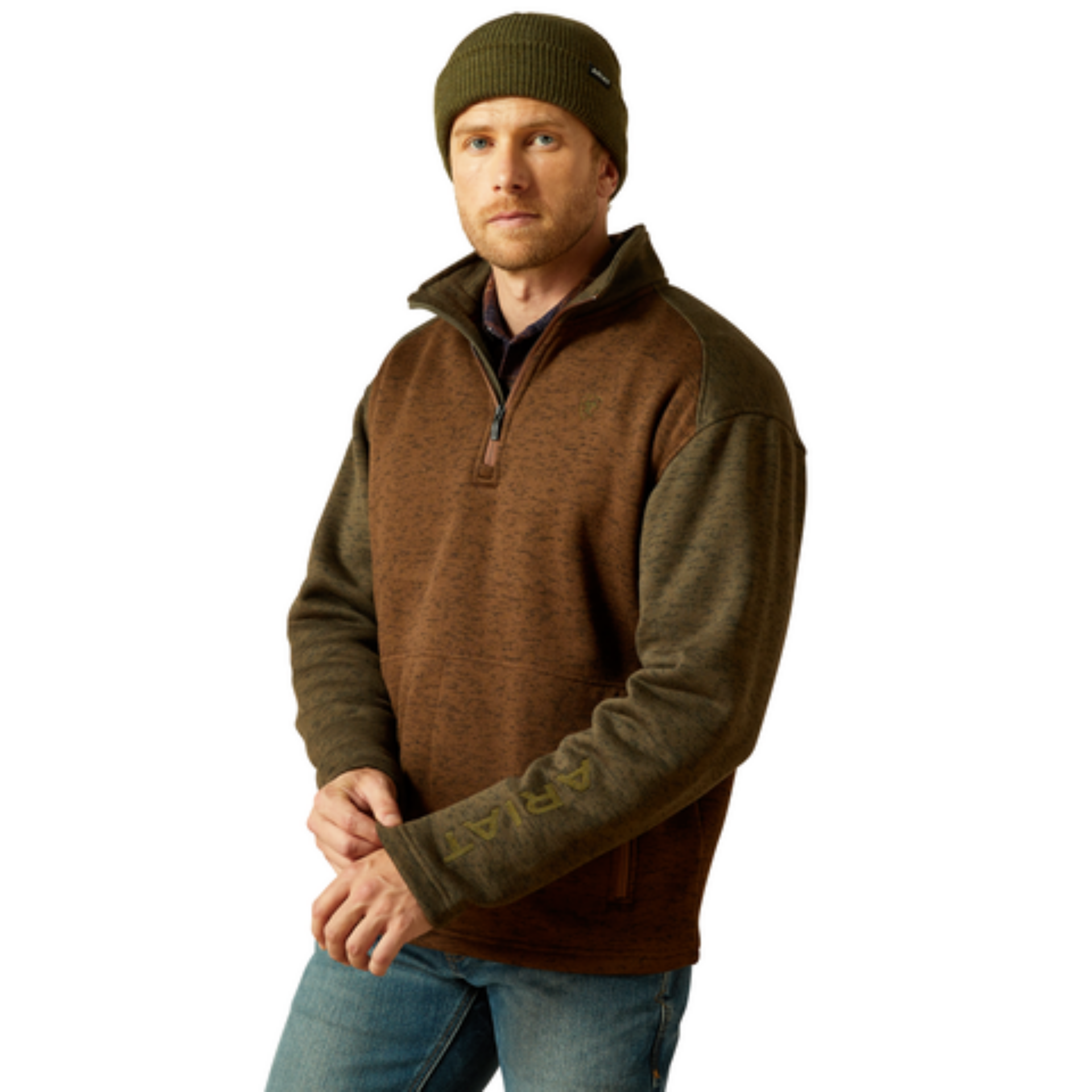 Picture of Ariat 10062623 Caldwell Logo 1/4 Zip Sweater