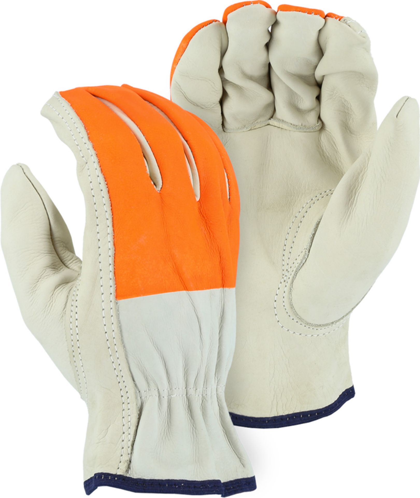 Picture of Majestic 2510HOS Cowhide Drivers Glove with Hi-Viz Printed Fingers