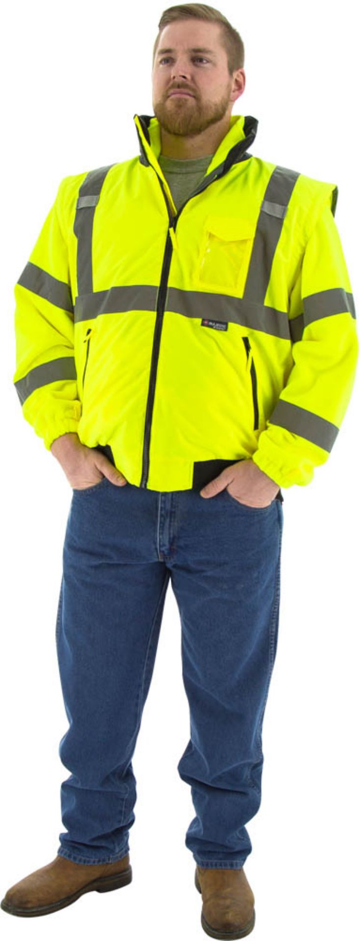 Picture of Majestic 75-1381 Hi-Viz 8-in-1 Waterproof Jacket w Hi-Viz Liner, ANSI 3