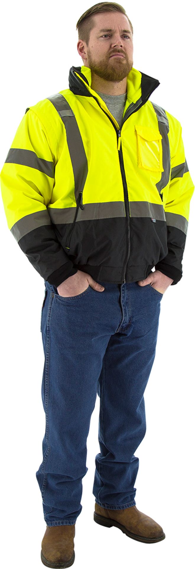 Picture of Majestic 75-1383 Hi-Viz 8-in-1 Waterproof Jacket w Hi-Viz Liner, ANSI3