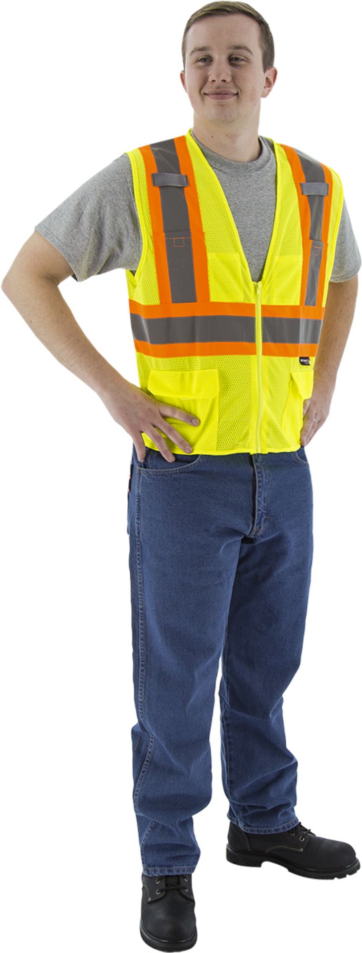 Picture of Majestic 75-3209 Hi-Viz Mesh Vest with DOT Striping, ANSI 2