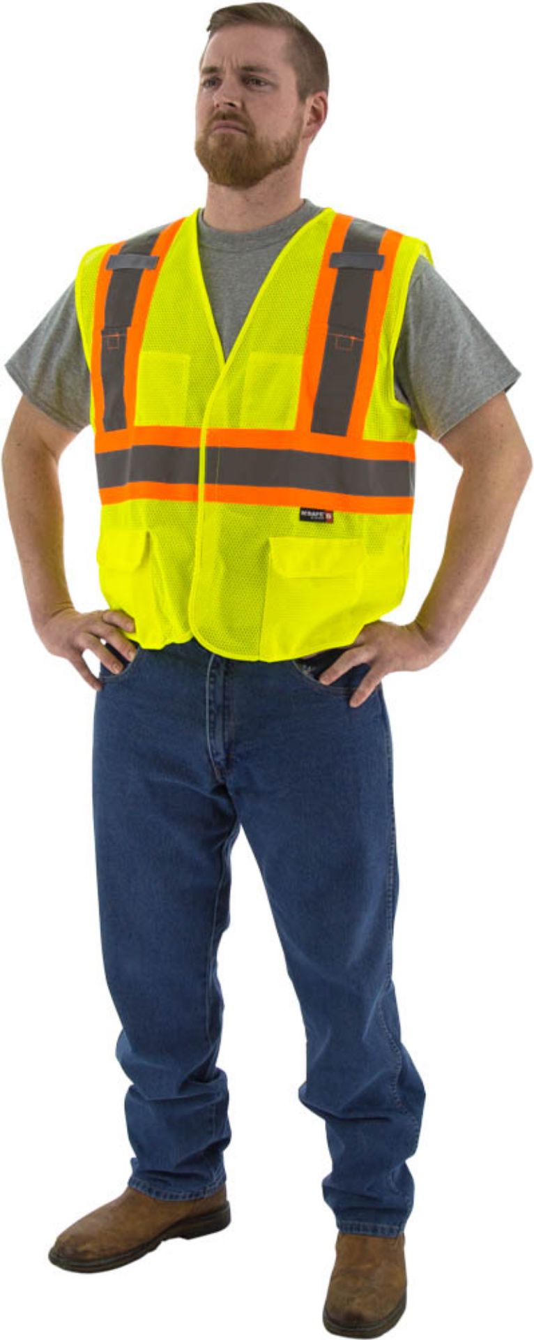 Picture of Majestic 75-3211 Hi-Viz Mesh Vest with DOT Striping, ANSI 2