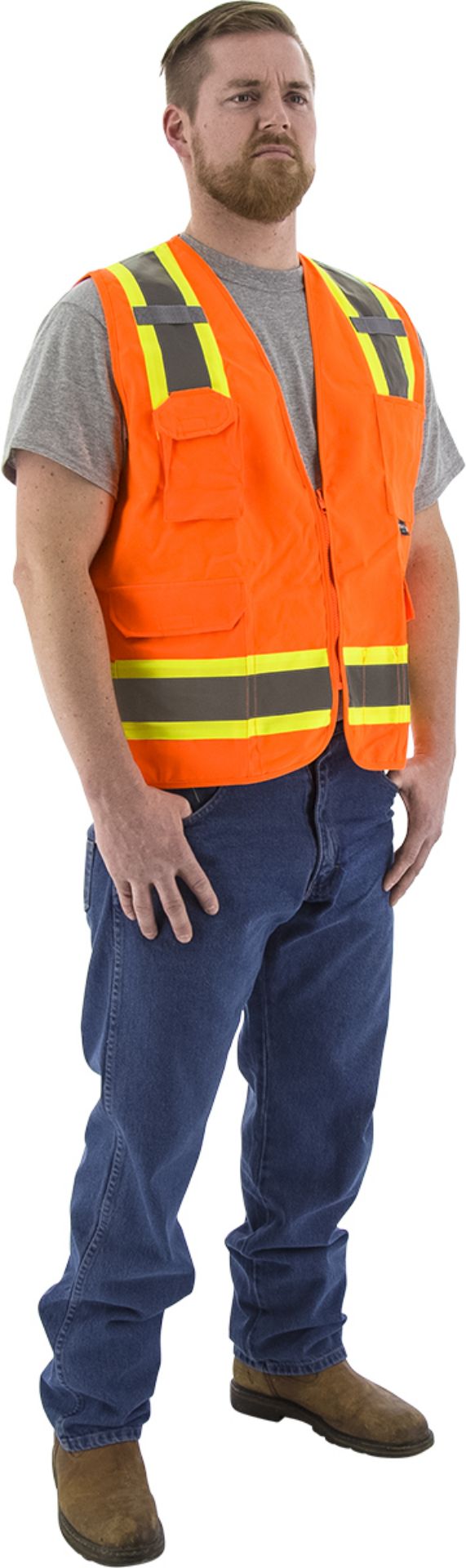 Picture of Majestic 75-3222 Hi-Viz Surveyors Vest w DOT Striping, ANSI 2