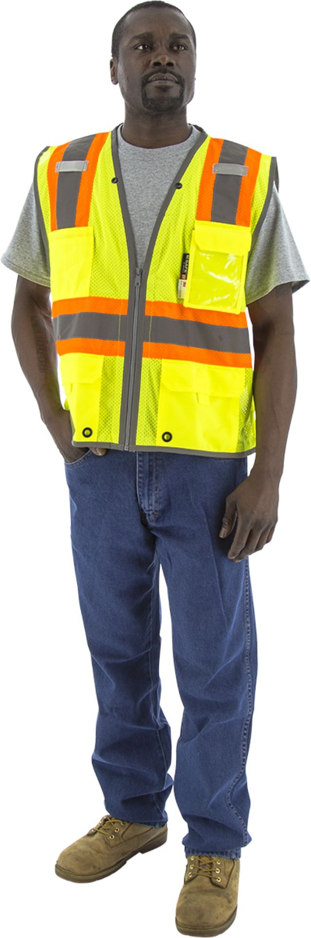 Picture of Majestic 75-3225 Hi-Viz Vest w DOT Striping and D-Ring Pass, ANSI 2
