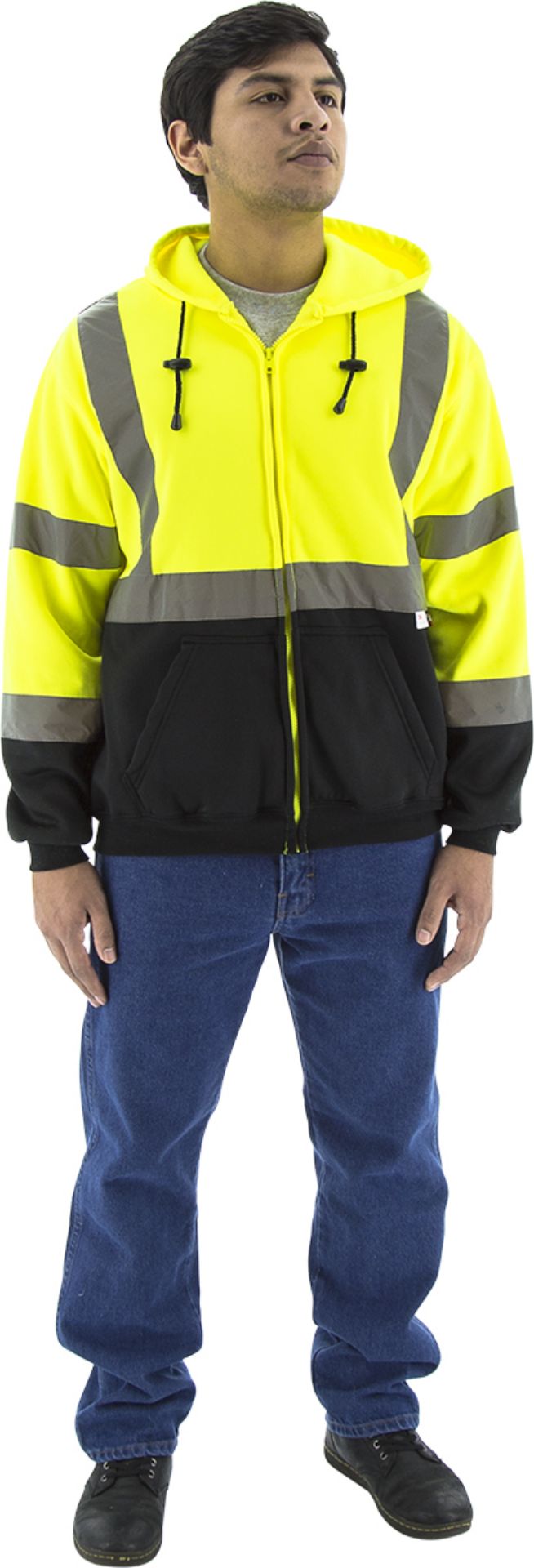 Picture of Majestic 75-5325 Hi-Viz Hooded Sweatshirt with Zipper Closure, ANSI 3