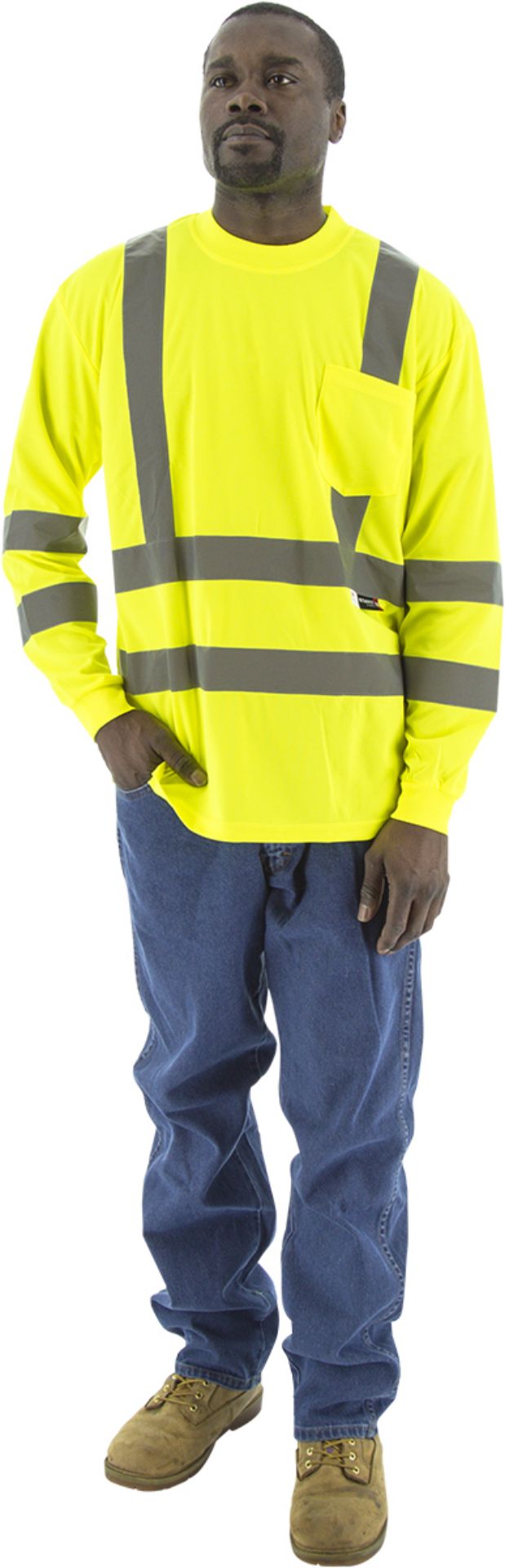 Picture of Majestic 75-5355 Hi-Viz Long Sleeve Shirt, ANSI 3