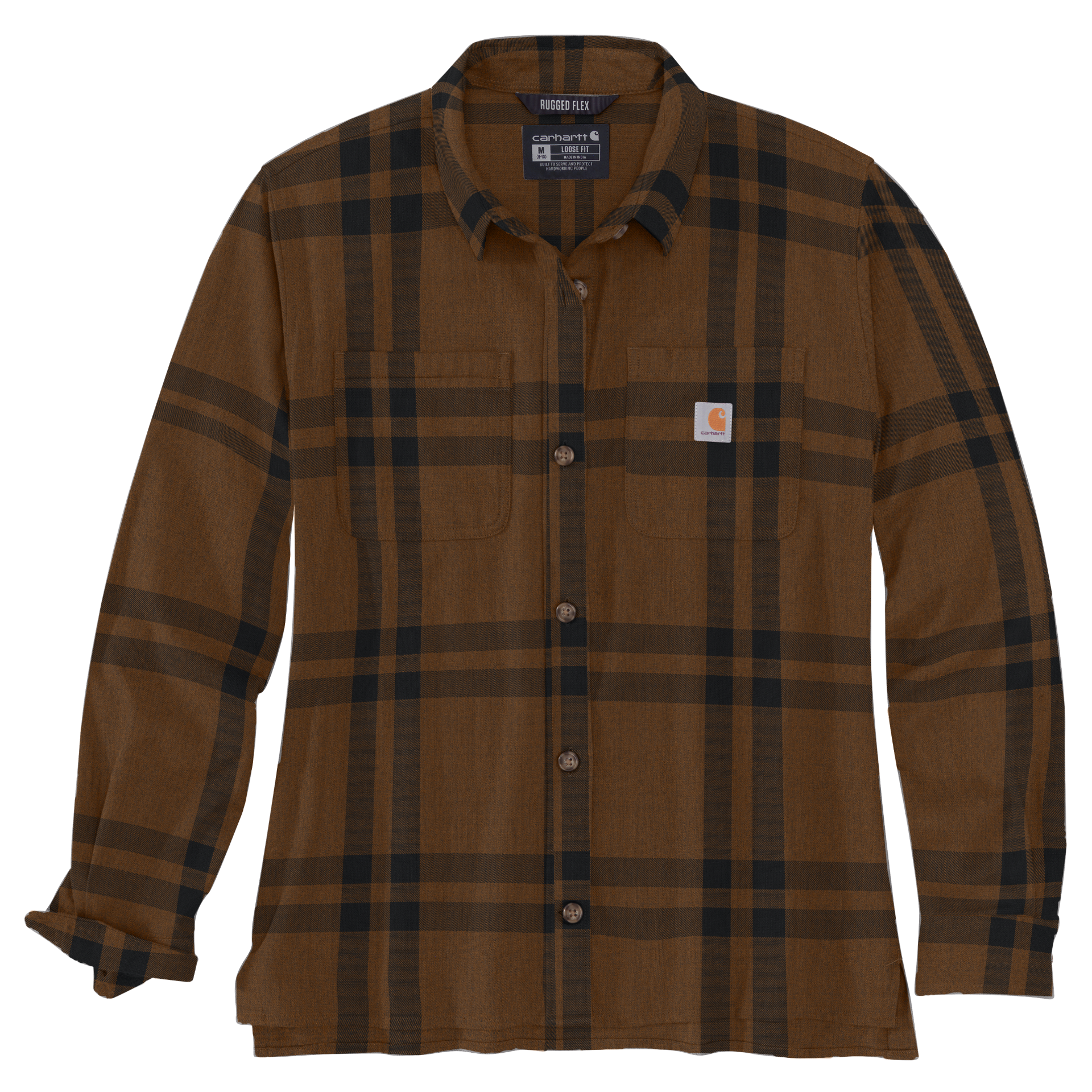 Picture of Carhartt 105989 Womens Rugged Flex® Loose Fit Midweight Flannel Long-Sleeve Plaid Shirt