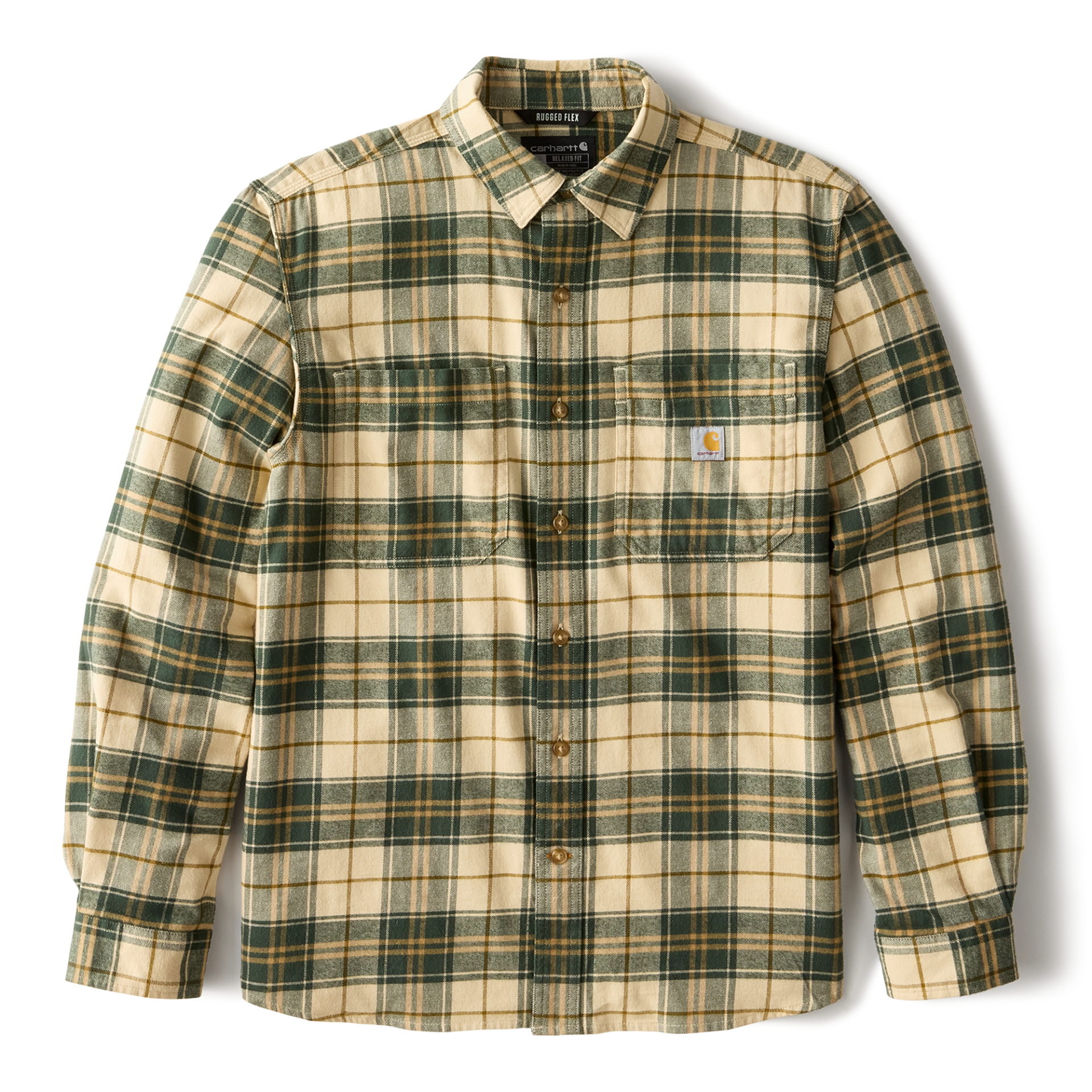 Picture of Carhartt 107010 Mens Rugged Flex Relaxed Fit Midweight Flannel Long-Sleeve Plaid Shirt