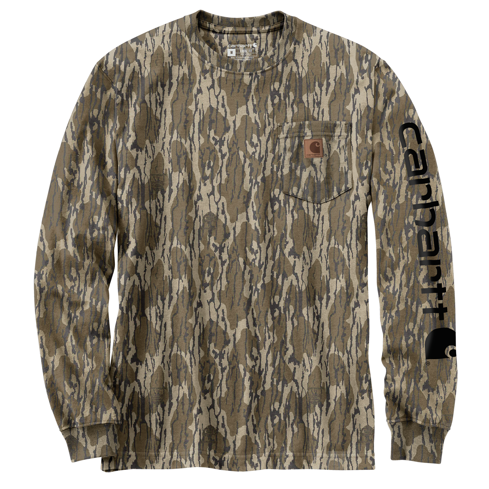 Picture of Carhartt 105483 Mens Loose Fit Heavyweight Long-Sleeve Pocket Camo Logo Graphic T-Shirt