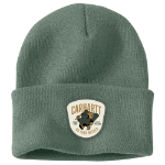 Picture of Carhartt 107842 Mens Knit Shamrock Patch Beanie