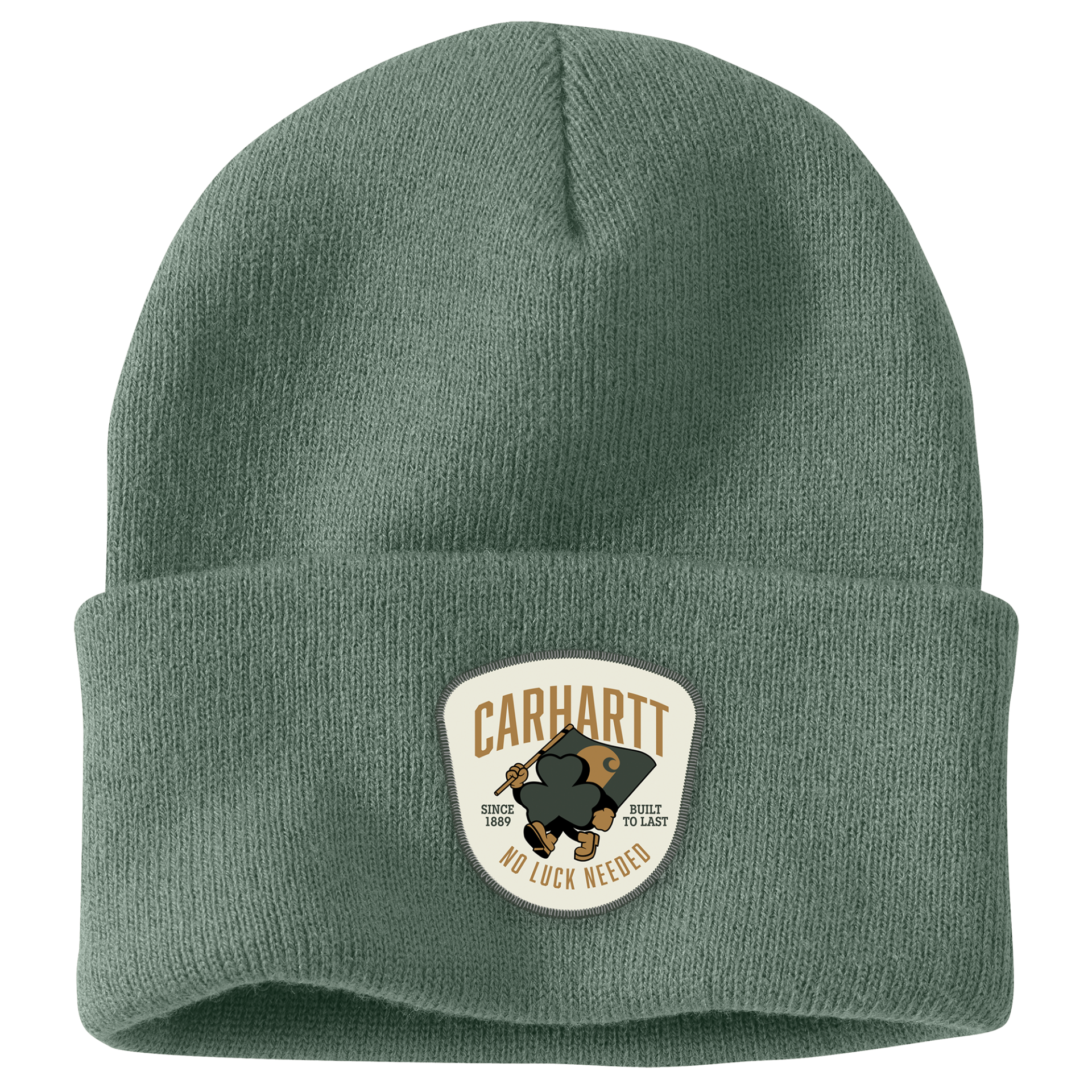 Picture of Carhartt 107842 Mens Knit Shamrock Patch Beanie