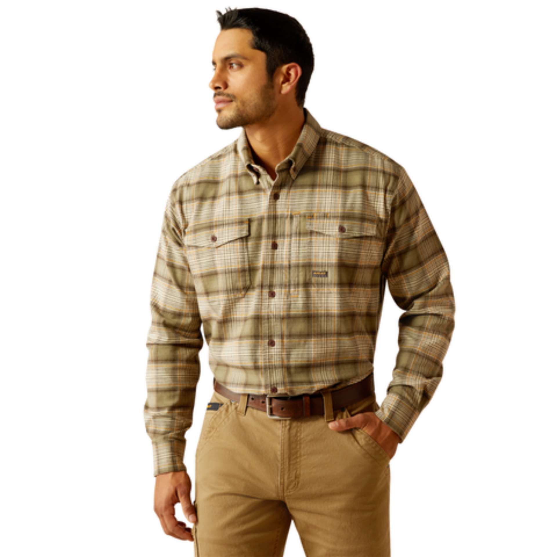 Picture of Ariat 10052802 REBAR FLANNEL DURASTR LS WRK SHRT