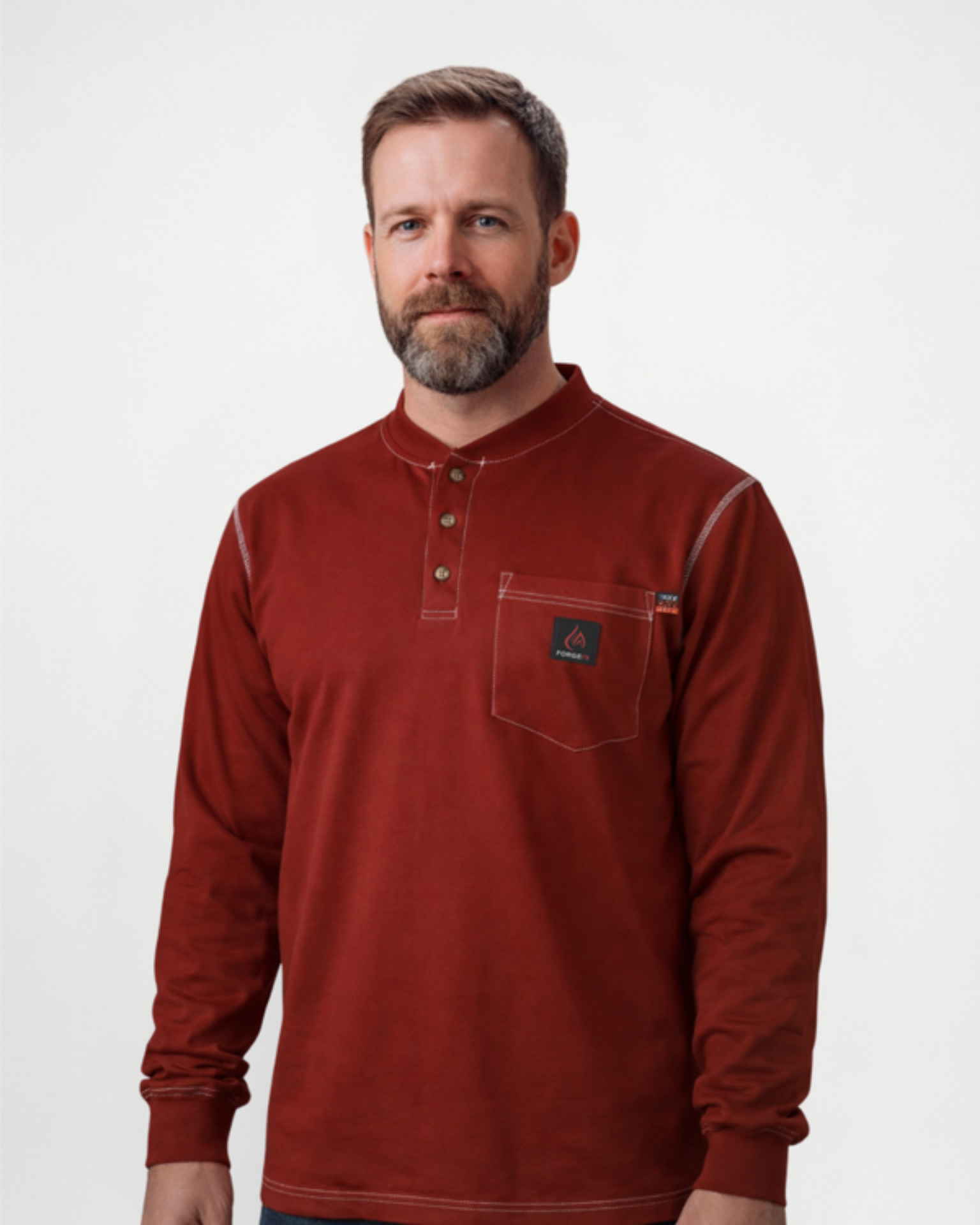 Picture of Forge FR MFRCSHNLY-LW MEN'S FR CONTRAST STITCH  HENLEY - LIGHT WEIGHT