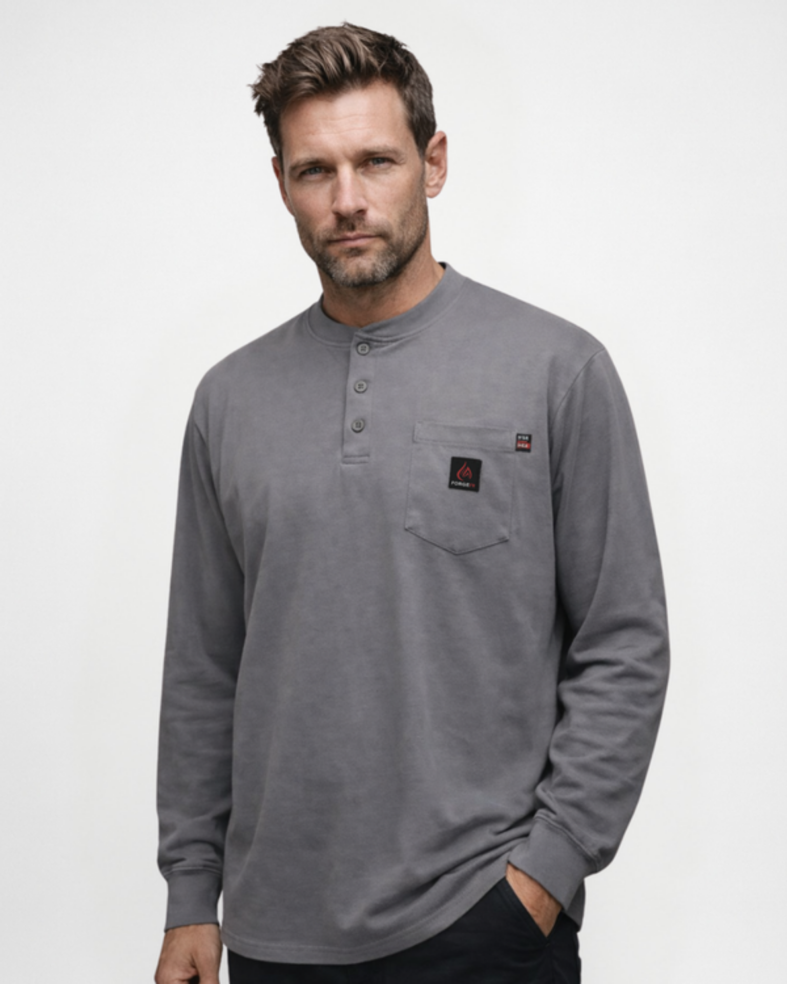 Picture of Forge FR MFRHNLY-LW MEN'S  LIGHT WEIGHT HENLEY TEE