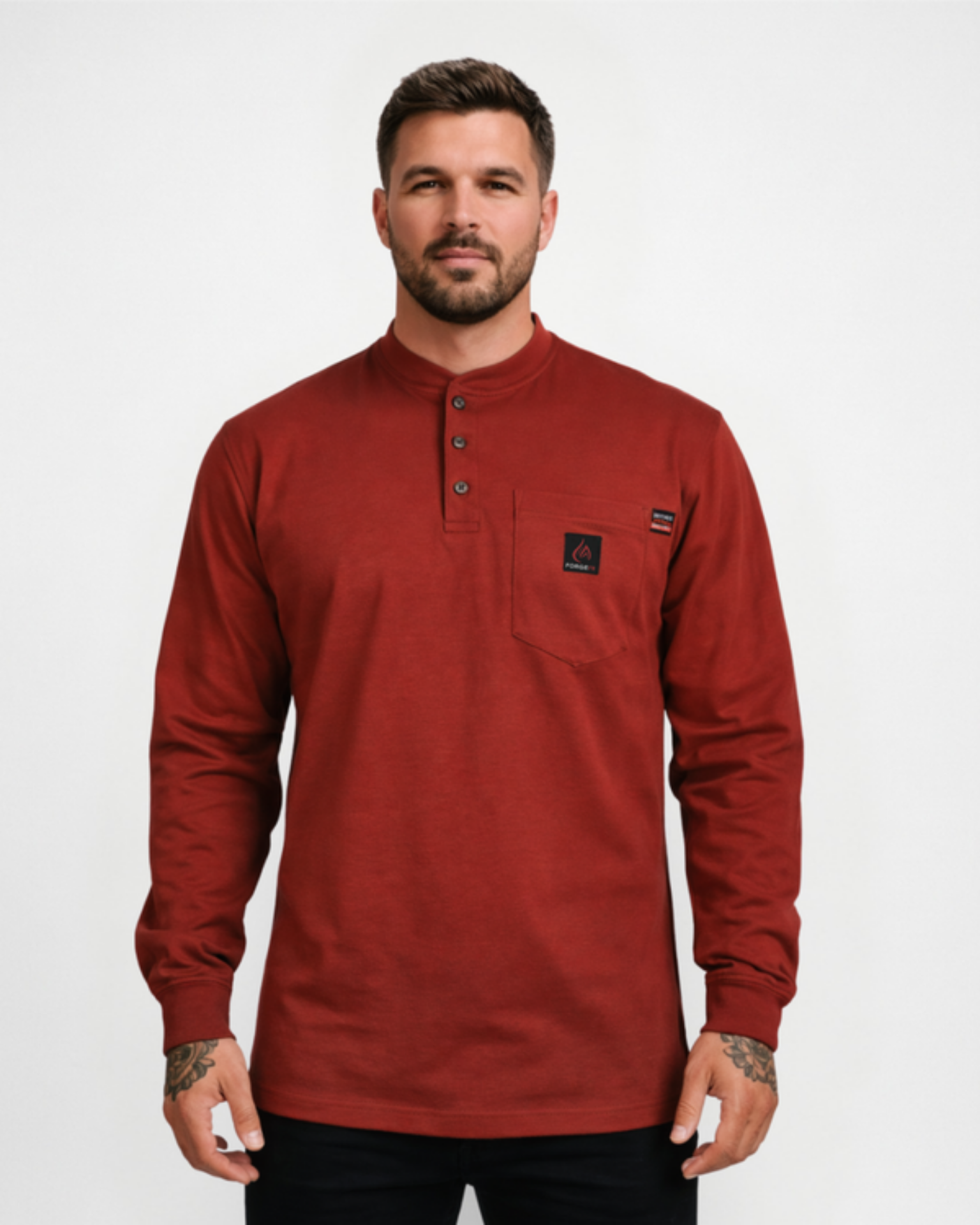 Picture of Forge FR MFRHNLYSTR-4 MEN'S STRETCH HENLEY TEE