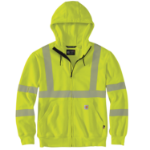 Picture of Carhartt 105786 Mens FR HV Force Full Zip Class 3 Sweatshirt