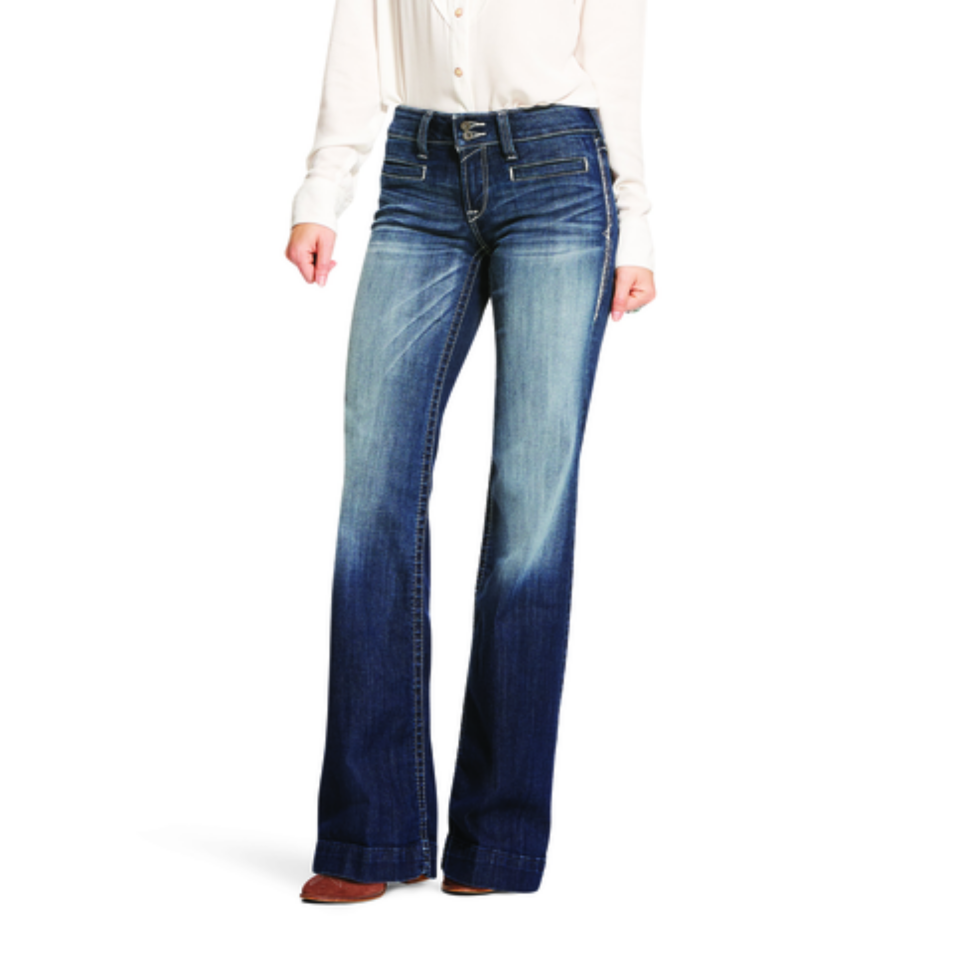 Picture of Ariat 10025302 Trouser Mid Rise Stretch Entwined Wide Leg Jean
