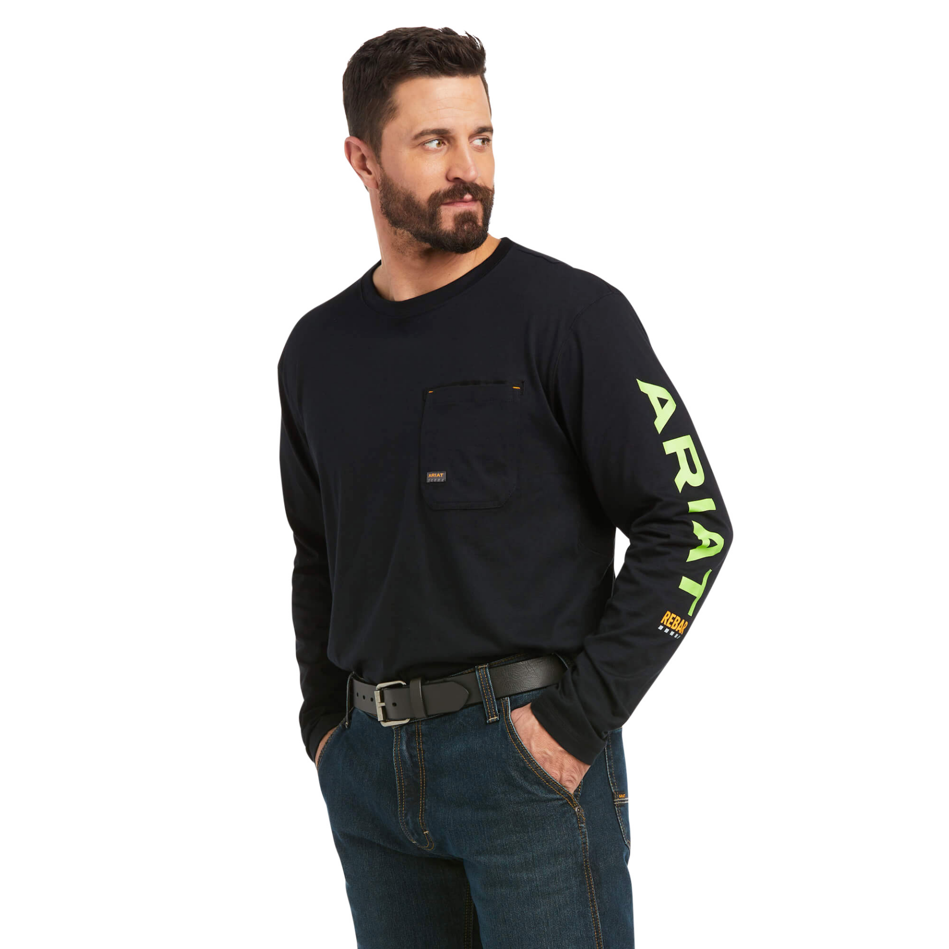 Picture of Ariat 10037405 REBAR WORKMAN LOGO LS T-SHRT