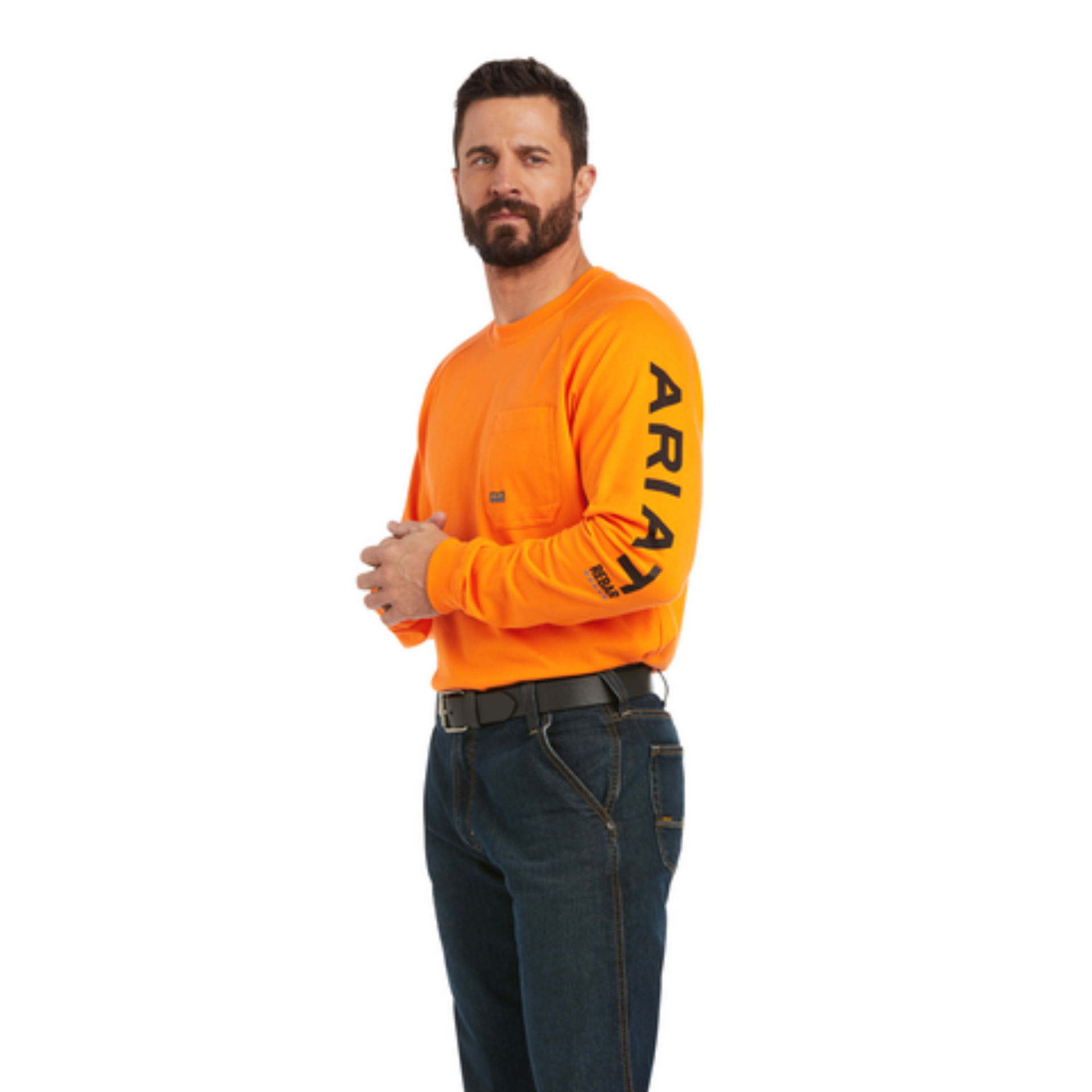 Picture of Ariat 10037643 REBAR COTTON STRONG GRAPHIC LS T-SHRT