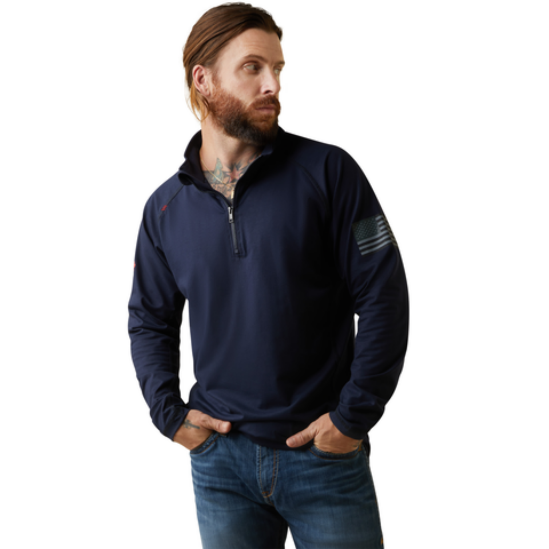 Picture of Ariat 10043565 FR Combat Stretch Patriot 1/4 Zip Work Shirt