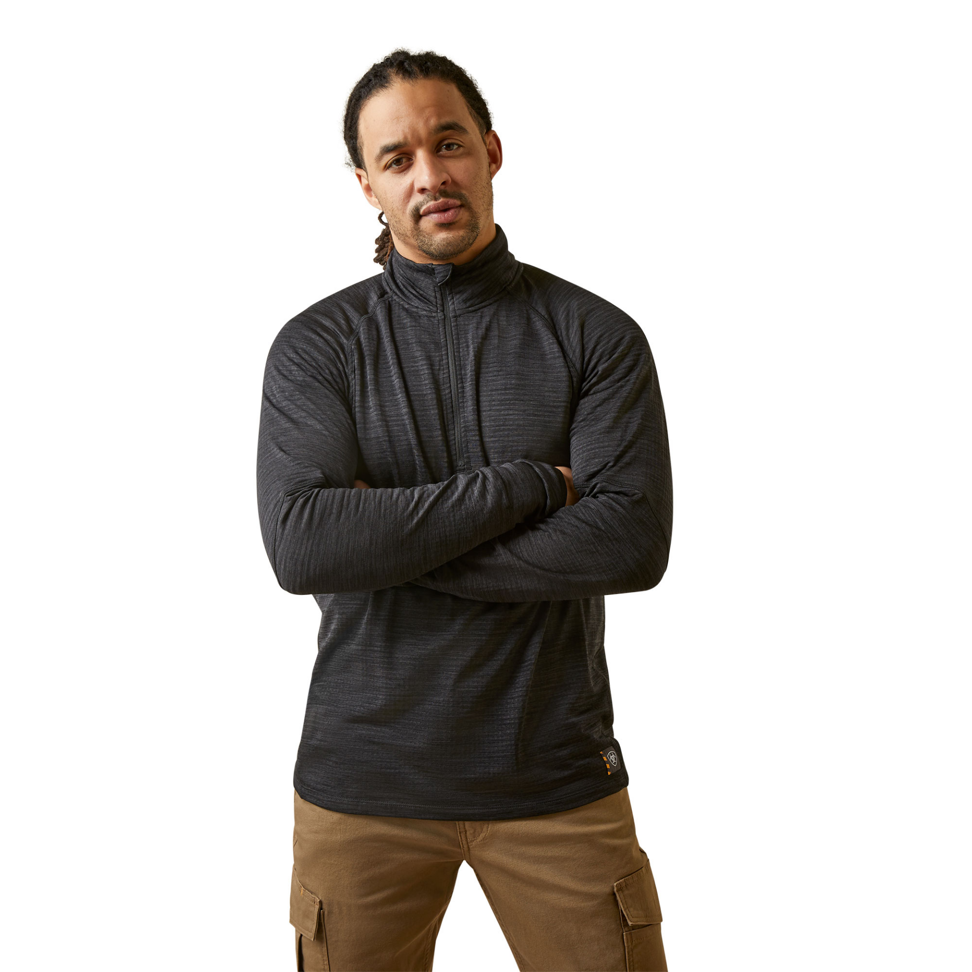 Picture of Ariat 10046513 Rebar Gridwork Baselayer 1/4 Zip Watch Window T-Shirt