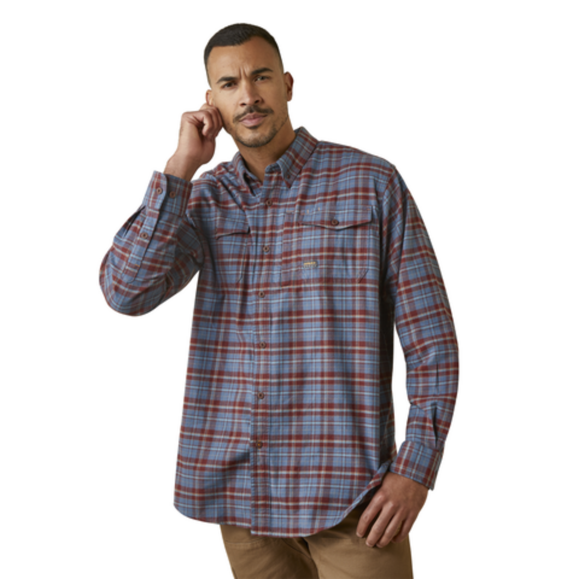 Picture of Ariat 10046637 REBAR FLANNEL DURASTR LS WRK SHRT