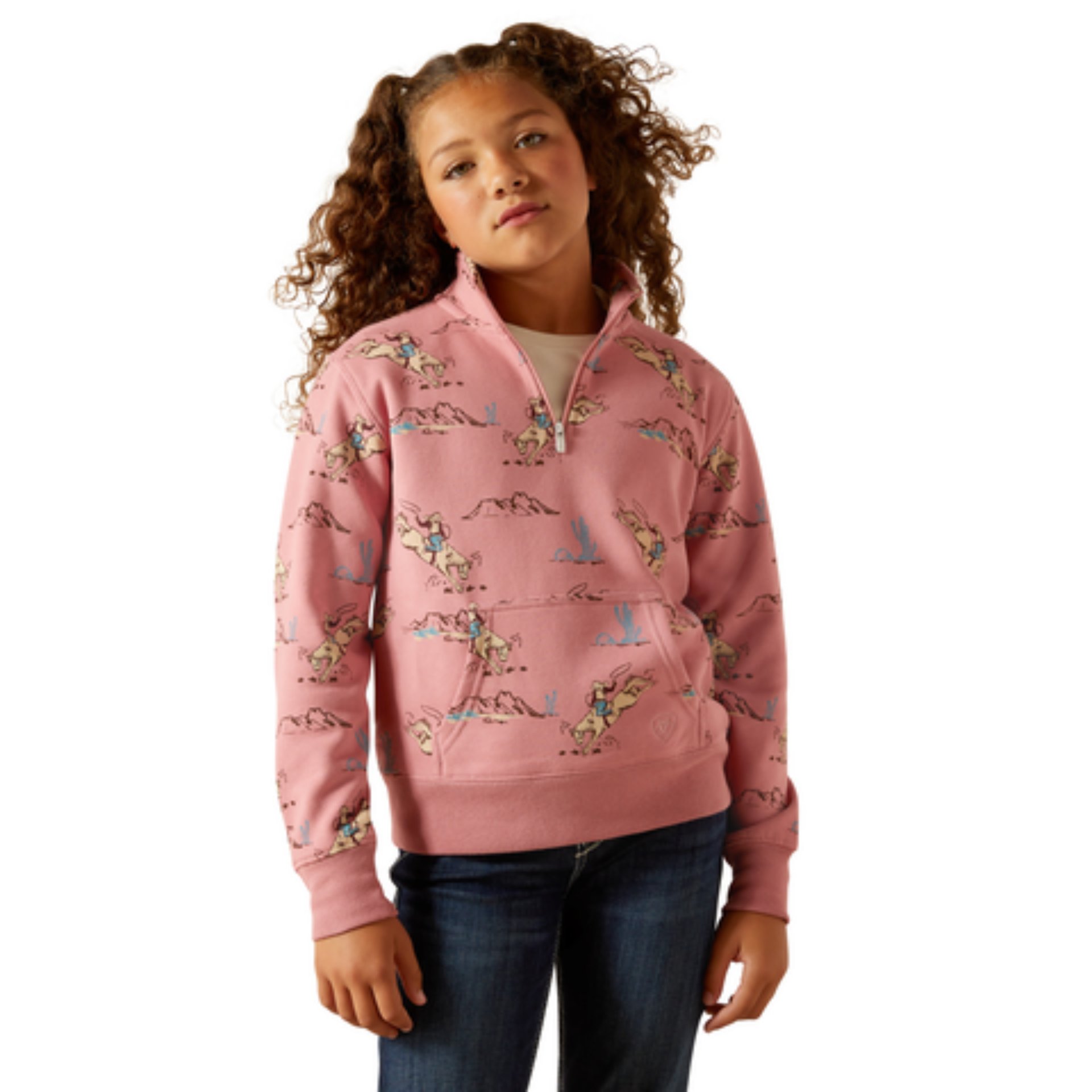Picture of Ariat 10062847 Bronc Scene 1/4 Zip Sweatshirt