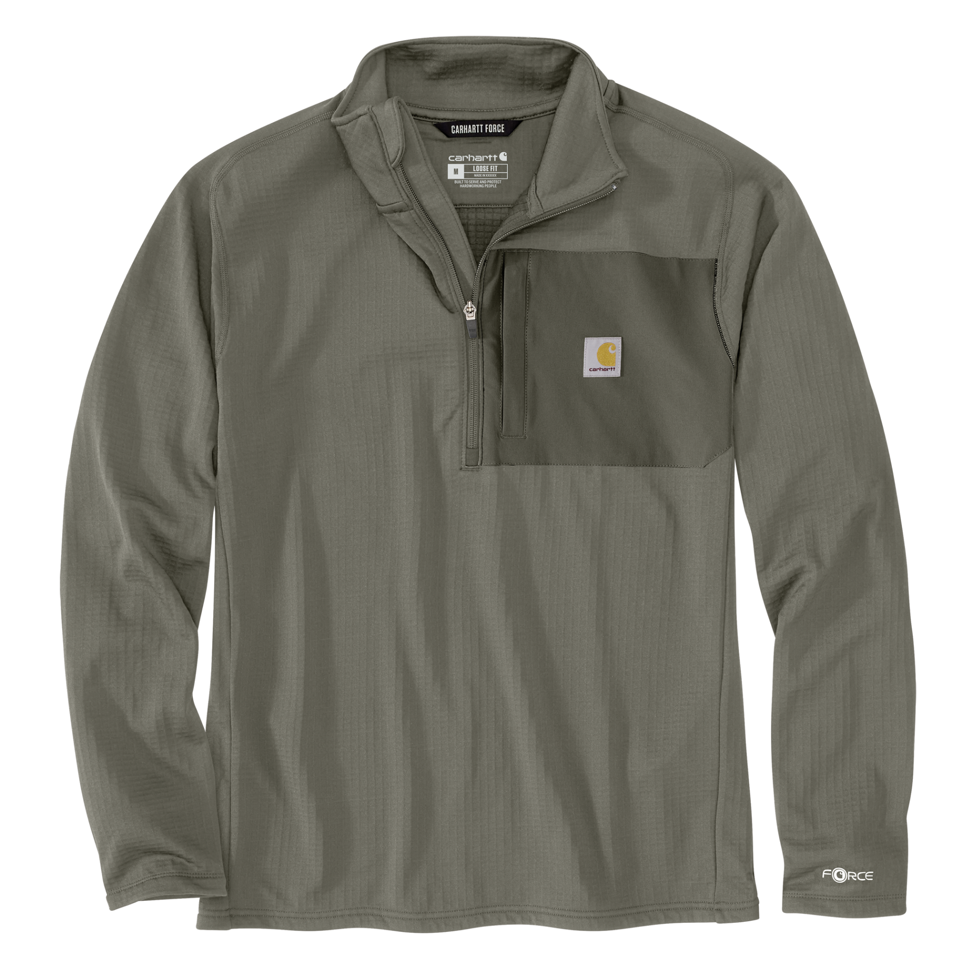 Picture of Carhartt 106423 Mens Force Ironwood Relaxed 1/2-Zip Mock Neck