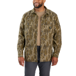 Picture of Carhartt 106794 Mens Rugged Flex™ Relaxed Fit Canvas Fleece-Lined Camo Shirt Jac