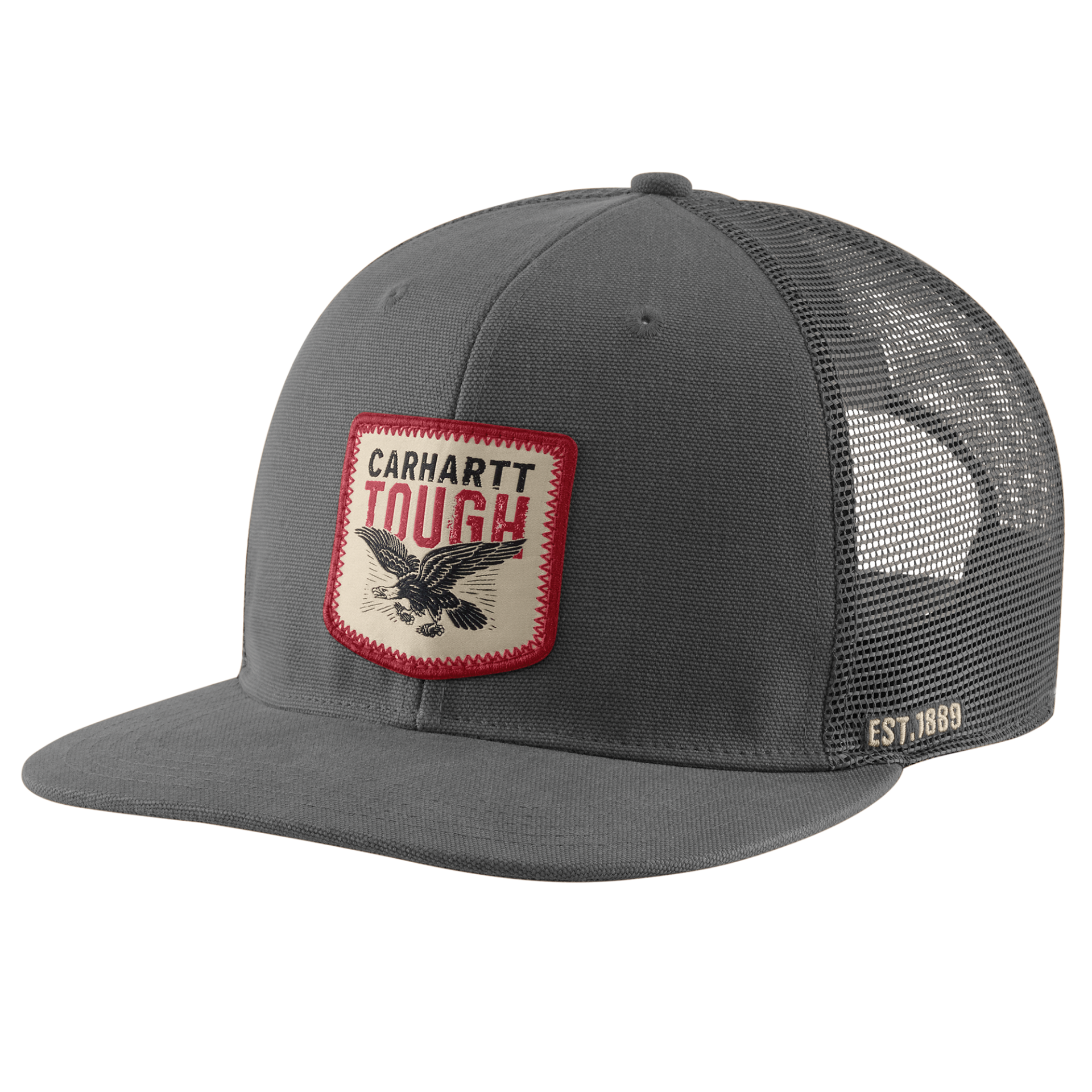 Picture of Carhartt 107347 Mens Washed Duck Flat Brim Eagle Graphic Cap