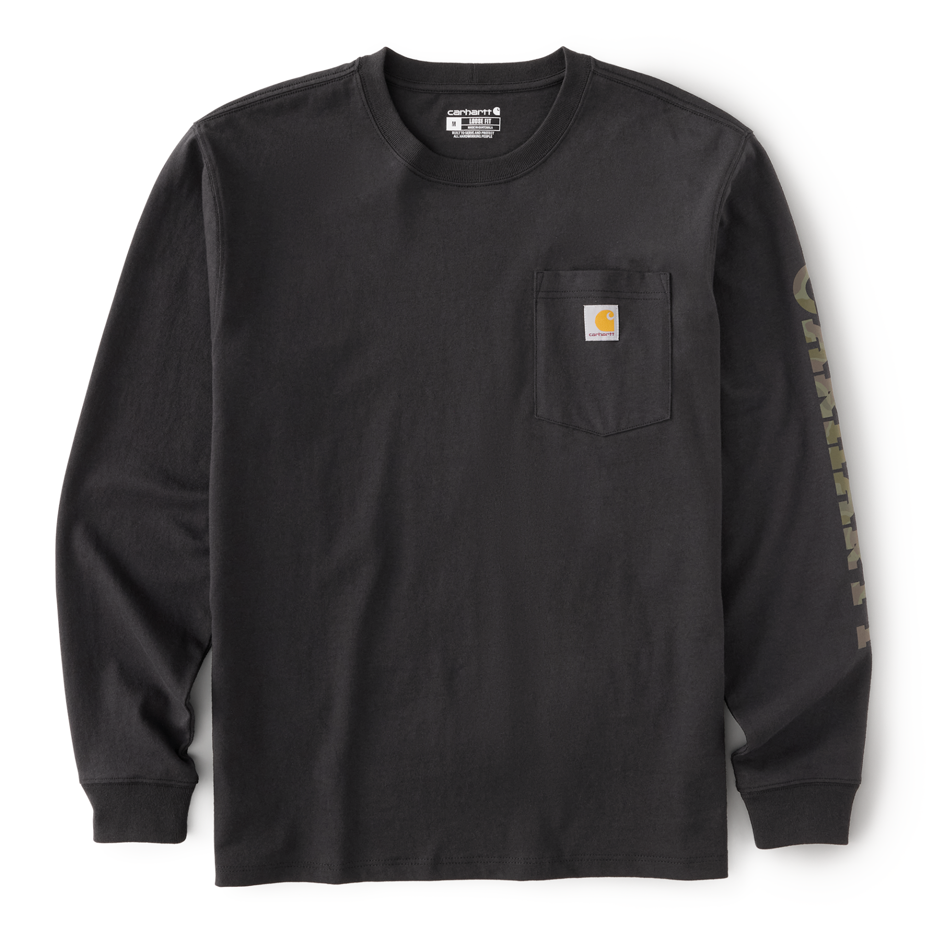 Picture of Carhartt 107696 Mens Loose Fit Heavyweight Long-Sleeve Pocket Sleeve Logo Graphic T-Shirt