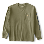 Picture of Carhartt 107696 Mens Loose Fit Heavyweight Long-Sleeve Pocket Sleeve Logo Graphic T-Shirt