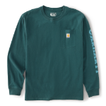 Picture of Carhartt 107696 Mens Loose Fit Heavyweight Long-Sleeve Pocket Sleeve Logo Graphic T-Shirt