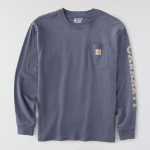 Picture of Carhartt 107696 Mens Loose Fit Heavyweight Long-Sleeve Pocket Sleeve Logo Graphic T-Shirt