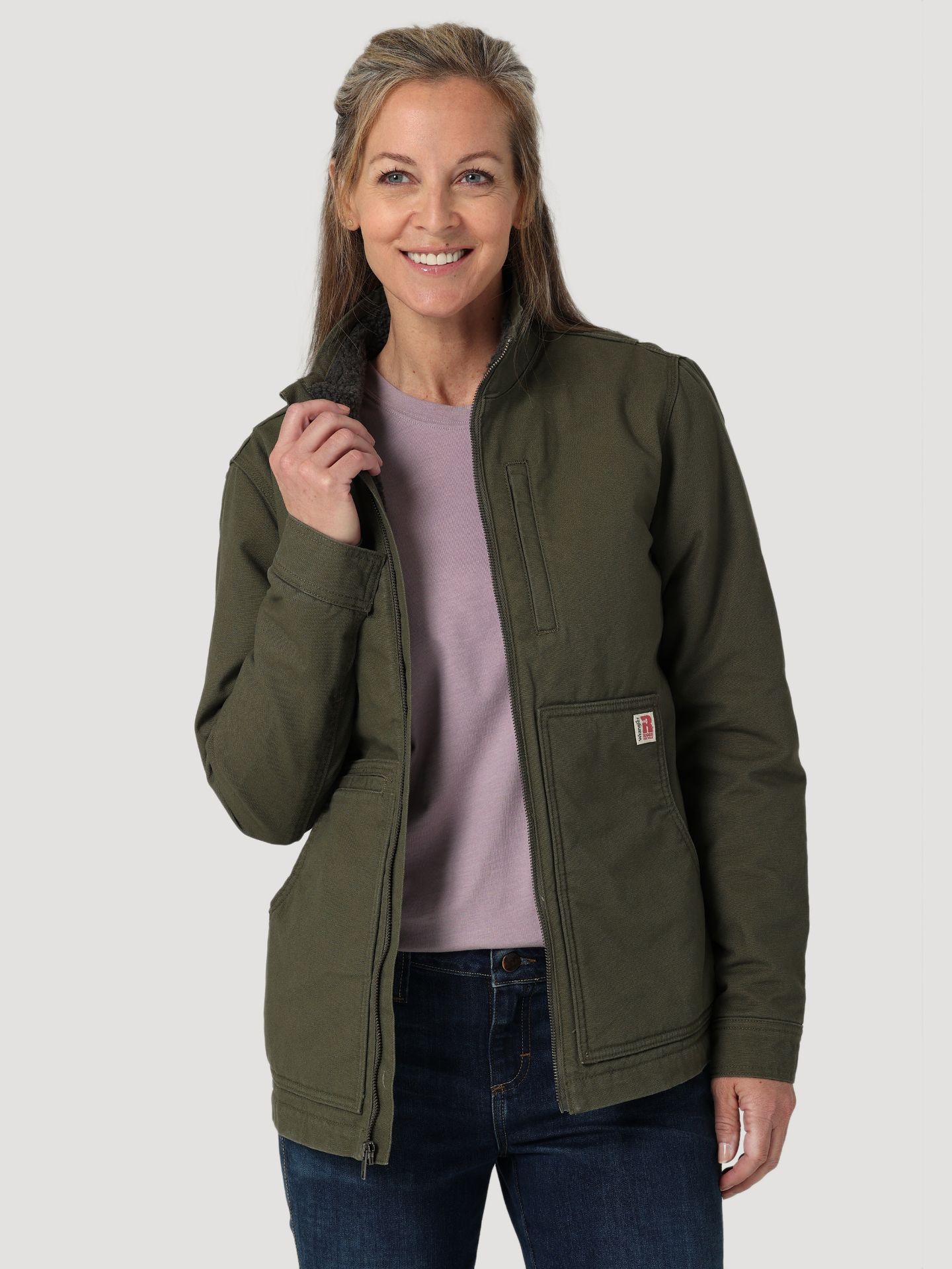 Picture of Wrangler 112318476 Riggs Workwear® Womens Sherpa Lined Canvas Jacket
