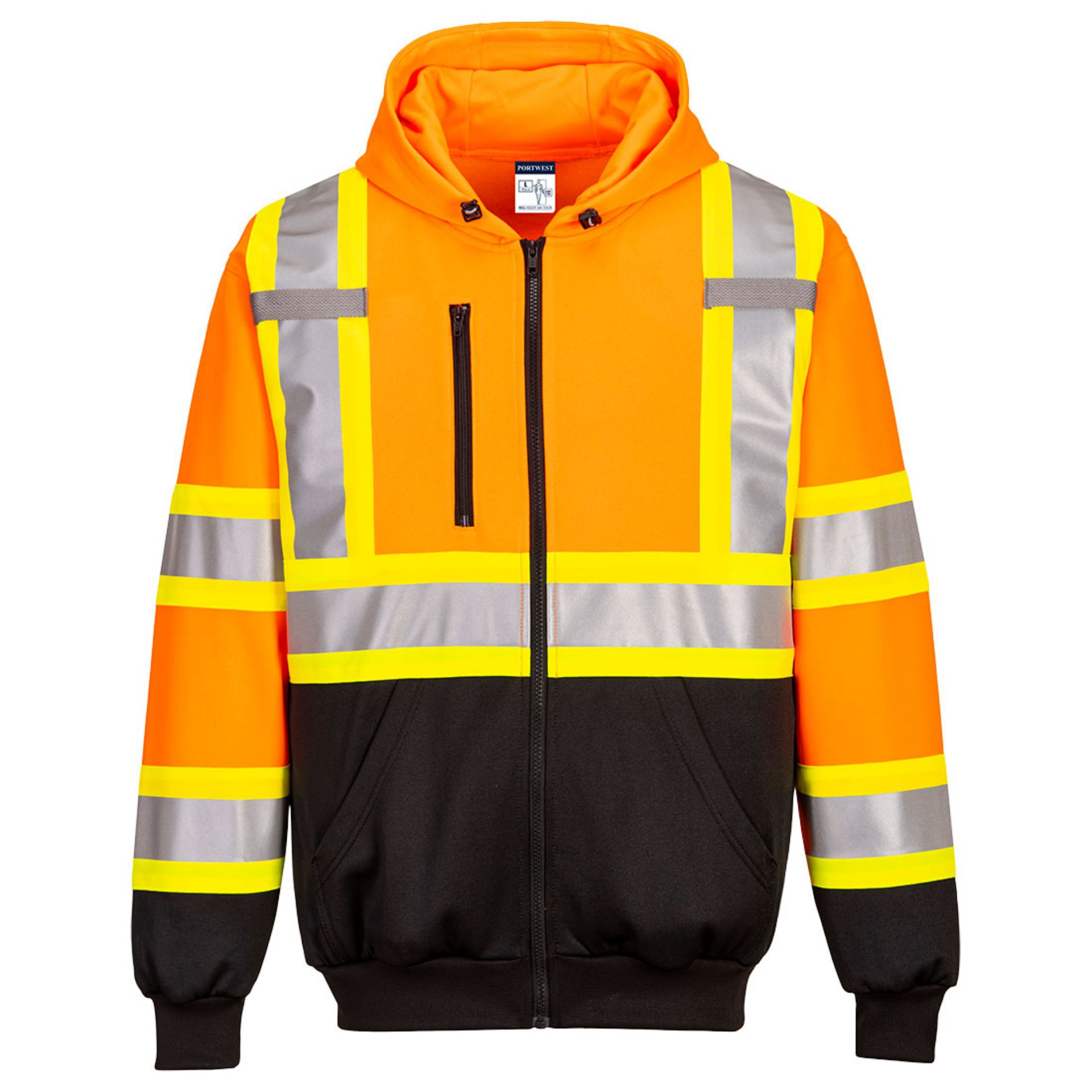 Picture of Portwest CA170 Hi-Vis X Back Contrast Tape Zipped Hoodie