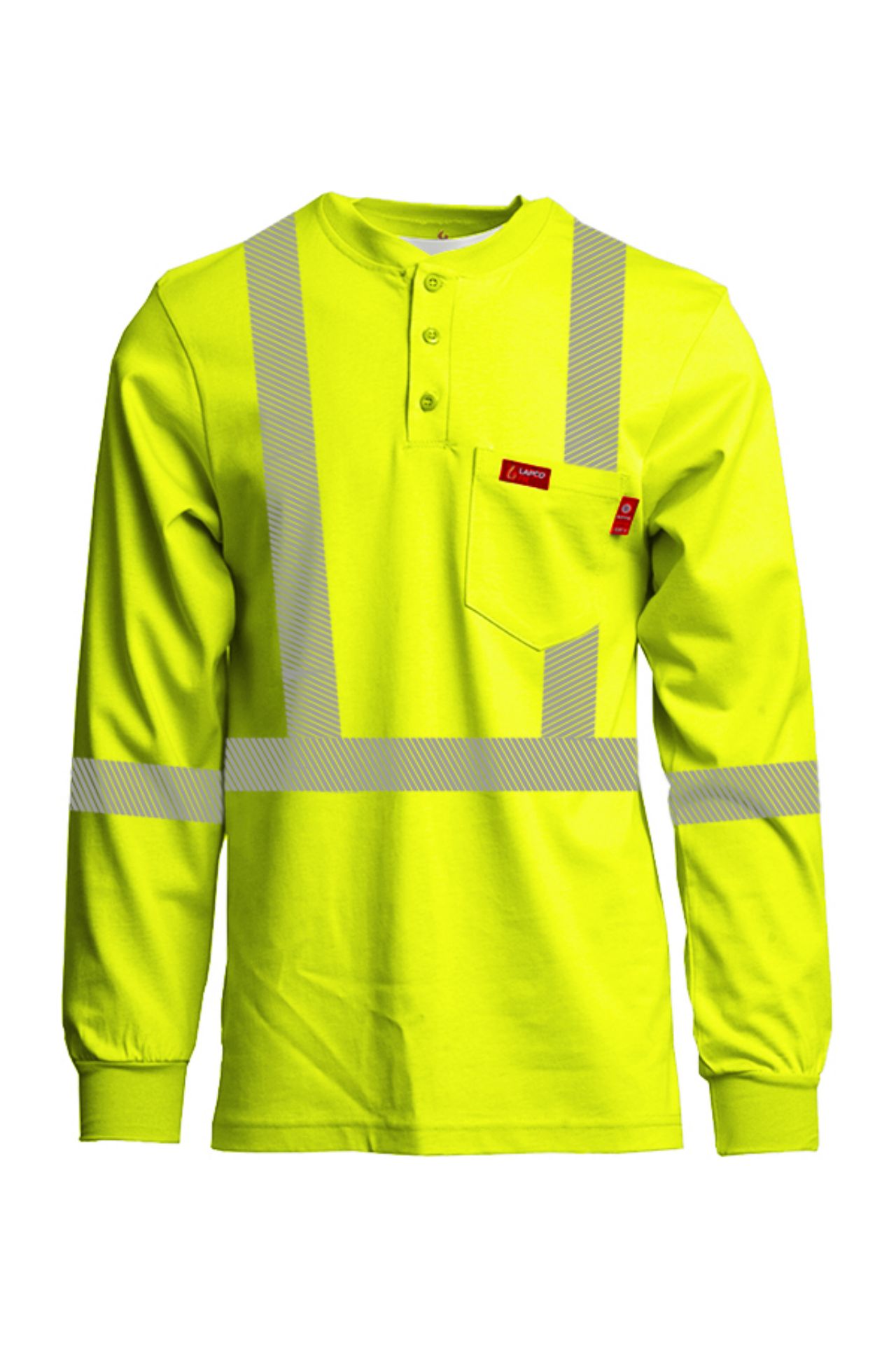 Picture of Lapco FRT-HJE HV2 7oz. Hi-Viz Henley | Inherent Blend | Class 2