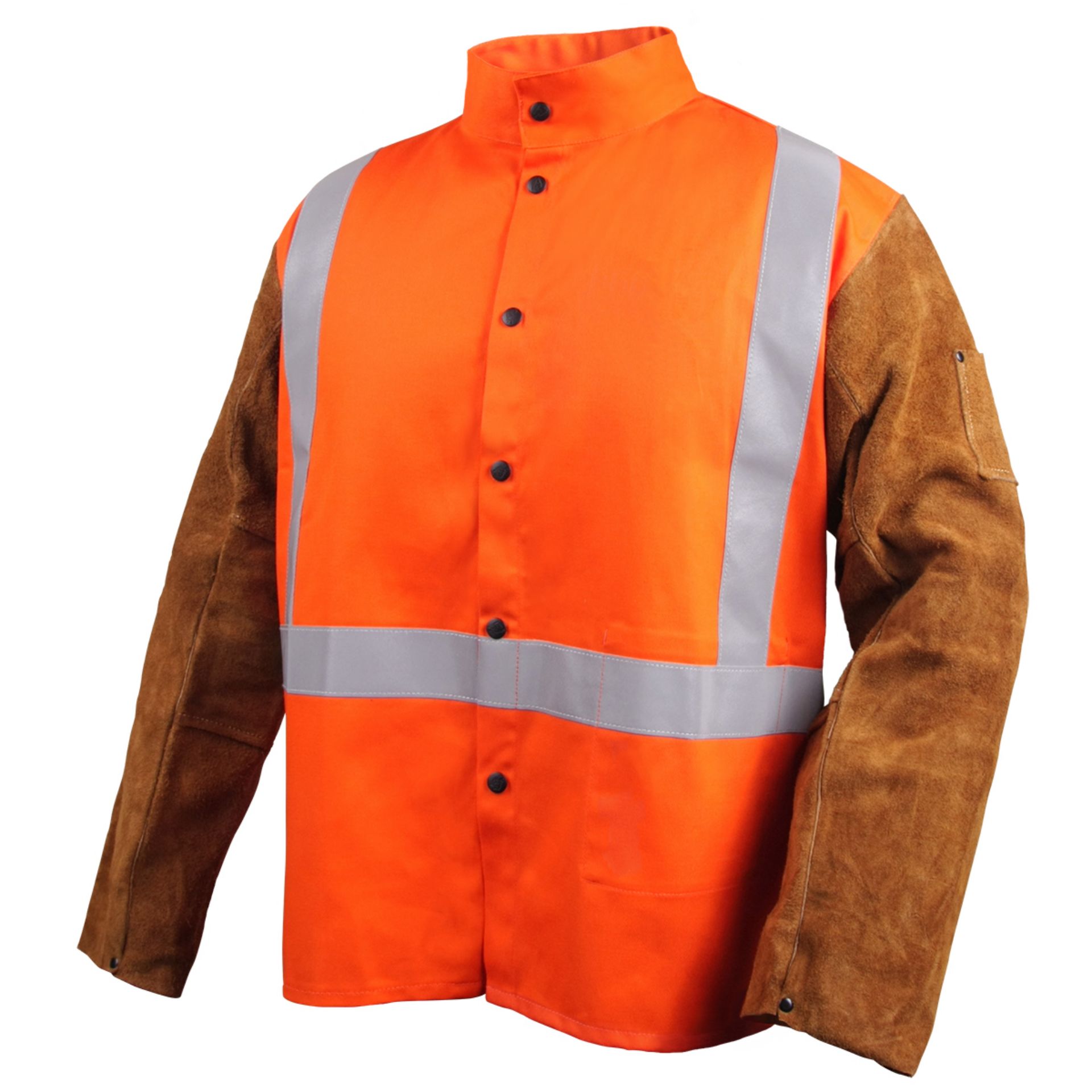 Picture of Black Stallion JH1012-OR 9 OZ FR AND SIDE SPLIT COWHIDE HYBRID COAT - REFLECTIVES