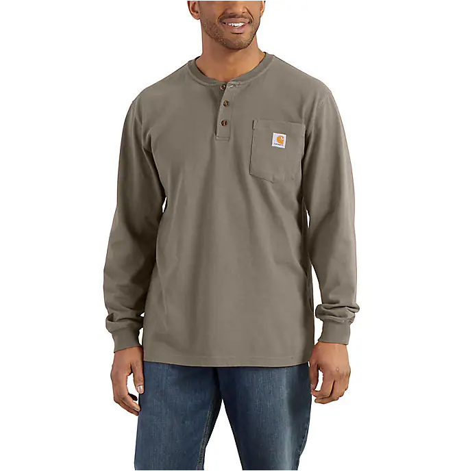 Carhartt K128 Mens Dearborn Loose LS Henley T-Shirt