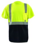 Picture of Occunomix LUX-SSETPBK SHORT SLEEVE BLACK BOTTOM WICKING BIRDSEYE T-SHIRT w/POCKET
