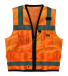 Picture of Occunomix LUX-SSFS SOLID DUAL STRIPE SURVEYOR VEST w/ZIPPER
