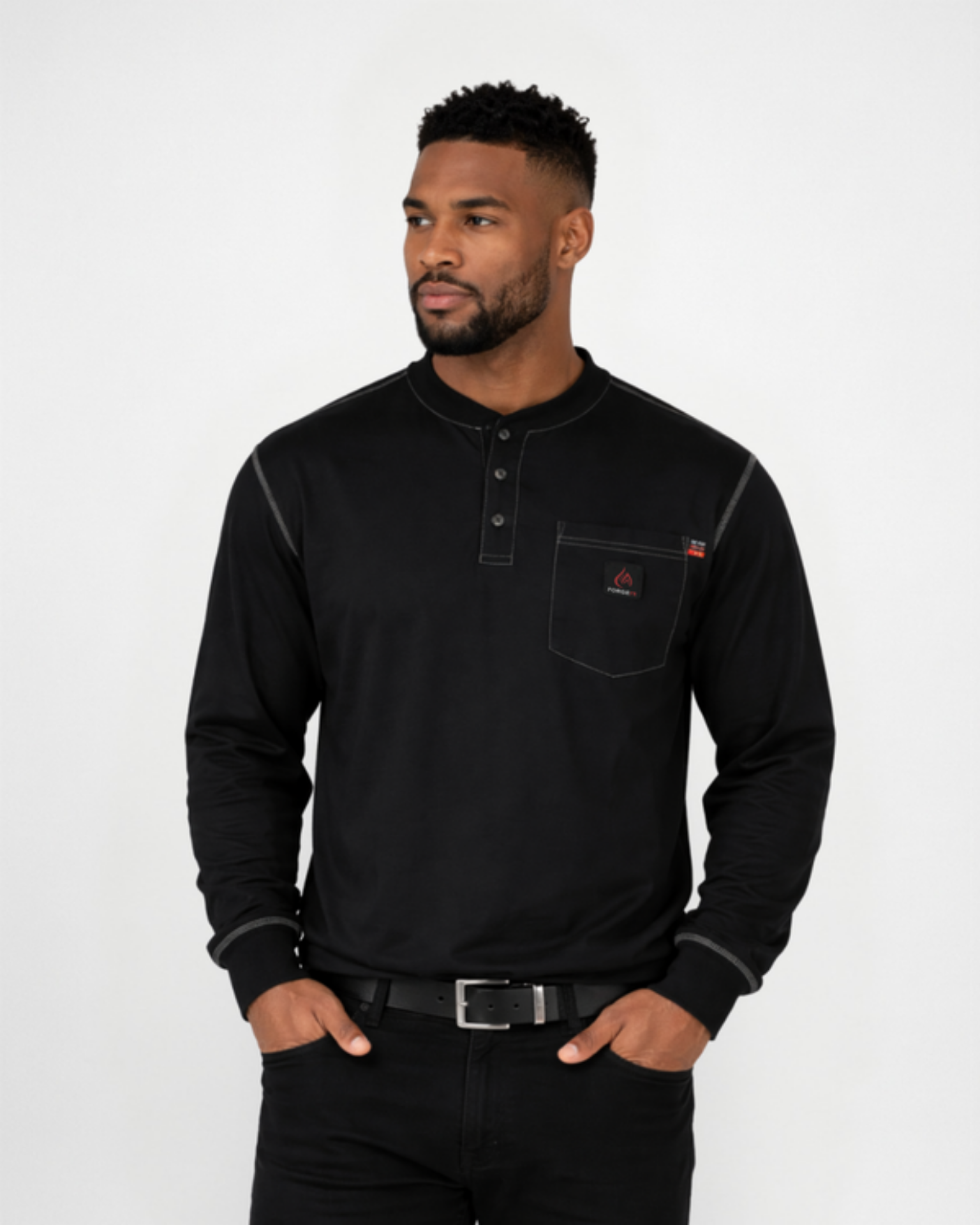 Picture of Forge FR MFRCSHNLY-LW MEN'S FR CONTRAST STITCH  HENLEY - LIGHT WEIGHT