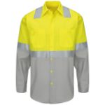 Picture of Red Kap® SY14-COLORBLOCK-C2 Hi-Visibility Long Sleeve Color Block Ripstop Work Shirt - Type R, Class 2